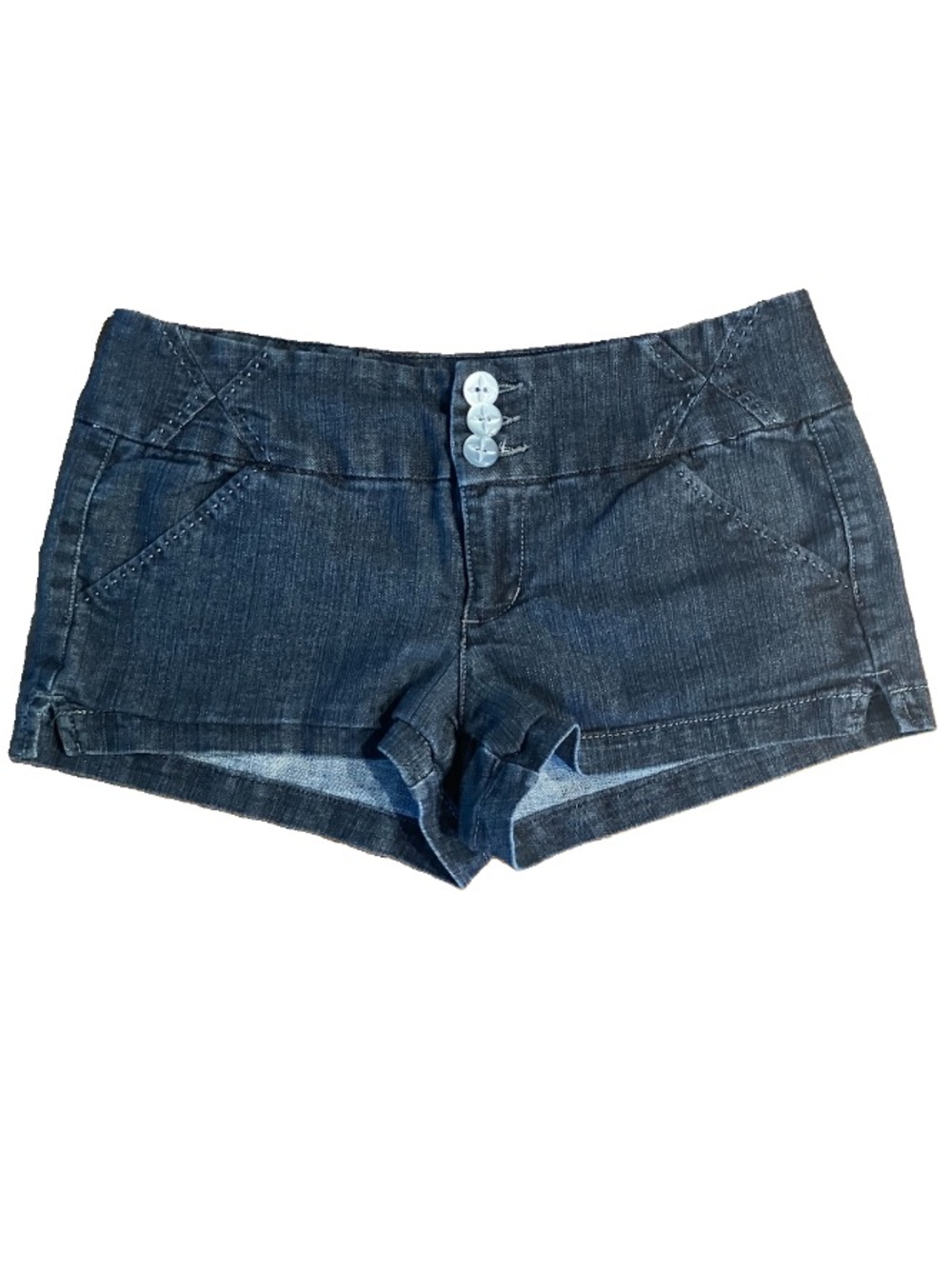 Boom Boom Jean Micro Shorts Y2K Low Rise Indigo Dark Wash Denim Juniors Women 11